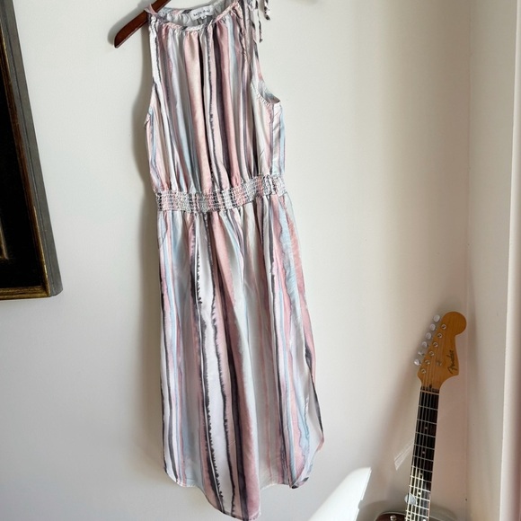 Bella Dahl Sleeveless Smocked Waist Midi Dress Coastal Stripe Print Size M - Picture 14 of 14